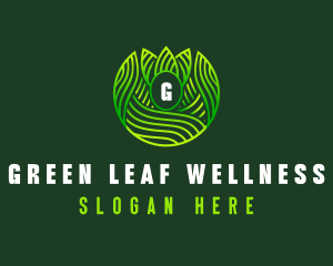 Wellness Leaf Waves logo design