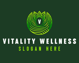 Wellness Leaf Waves logo design