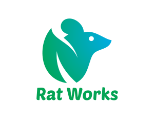 Rat - Gradient Leaf Mouse logo design