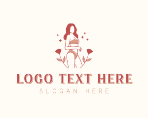 Lingerie - Floral Fashion Bikini logo design