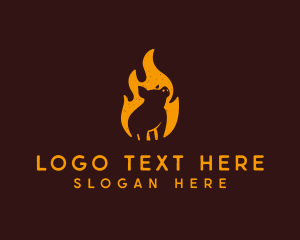 Fire - Flame Pig Barbecue Grill logo design