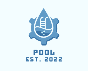 Swimming Pool Cogwheel logo design