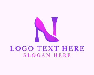 Footwear - Purple Heels Letter N logo design