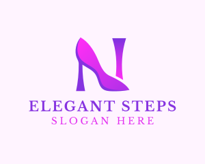 Heels - Purple Heels Letter N logo design