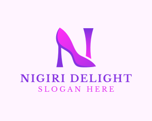 Purple Heels Letter N logo design