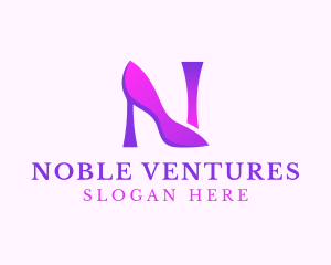 Purple Heels Letter N logo design