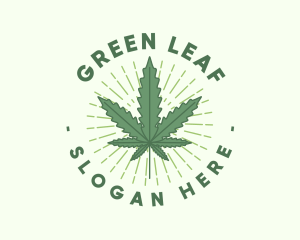 Marijuana Leaf Sunburst logo design