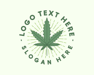 Weed - Marijuana Leaf Sunburst logo design