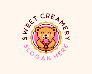 Bear Ice Cream Dessert logo design