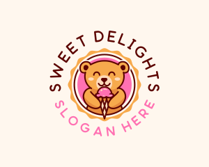 Bear Ice Cream Dessert logo design