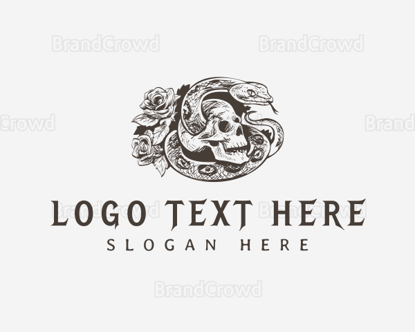 Snake Skull Roses Logo