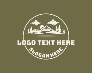 Camper - Mountain Clouds Circle logo design