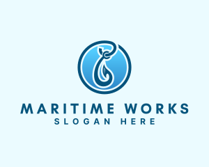 Nautical Fishing Hook  logo design