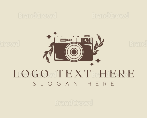 Retro Floral Camera Logo