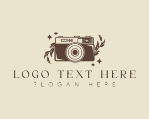 Leaf - Retro Floral Camera logo design