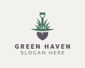 Turf - Grass Planting Shovel logo design