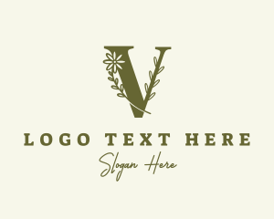 Letter V - Natural FLower Letter V logo design
