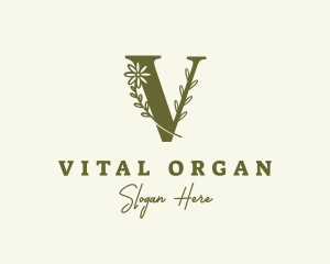 Natural FLower Letter V logo design