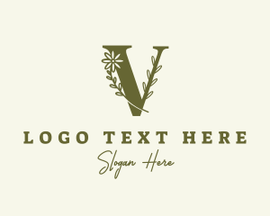 Natural - Natural FLower Letter V logo design