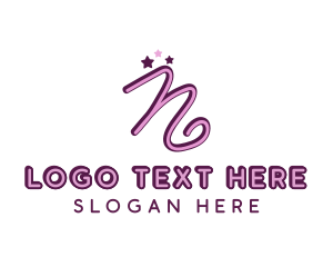 Pink Star - Star Letter N logo design