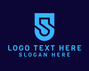 Telecom - Cyber Security Shield Letter S logo design