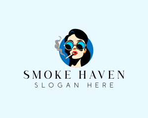 Smoking Lady Cigarette logo design