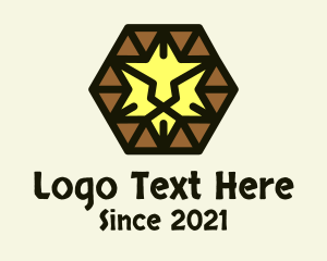 Cat - Hexagon Tribal Lion logo design