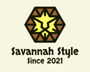 Savannah - Hexagon Tribal Lion logo design