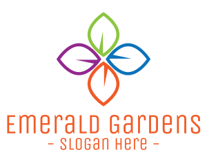 Colorful Floral Leaves logo design