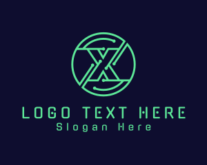 Bitcoin - Cyber Cryptocurrency Letter X logo design