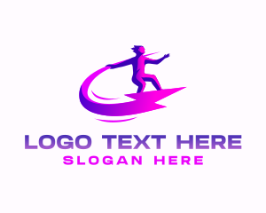 Technology - Surfing Lightning Human logo design