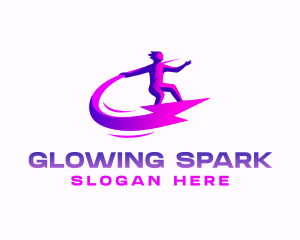 Surfing Lightning Human logo design