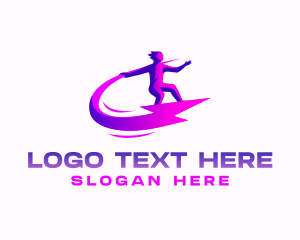 Human - Surfing Lightning Human logo design