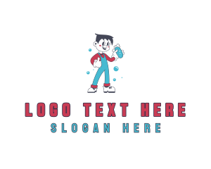 Male - Janitor Boy Cleaning logo design