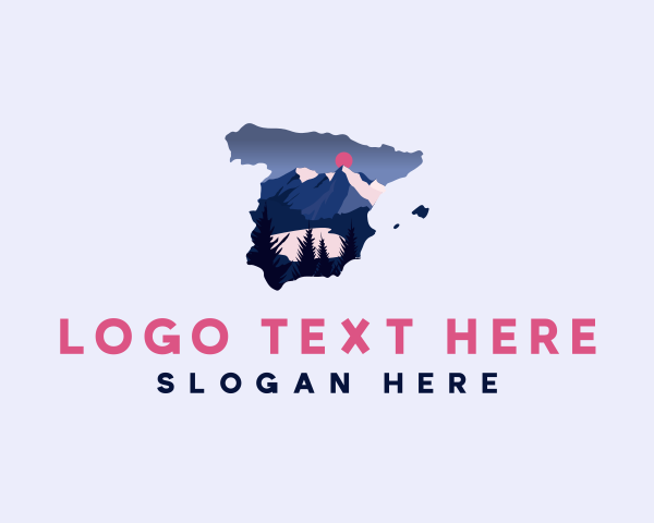 Map - Spain Mountain Hiking logo design