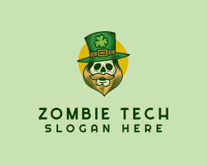 Zombie - Lucky Skull Leprechaun logo design