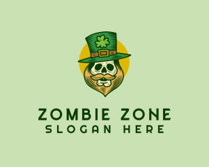 Zombie - Lucky Skull Leprechaun logo design