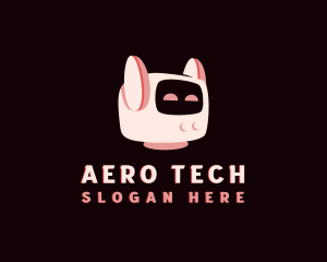 Cute Cat Tech Robot  logo design