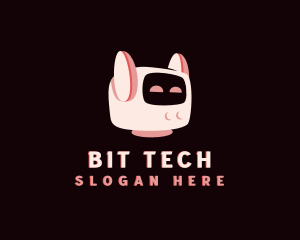 Cute Cat Tech Robot  logo design