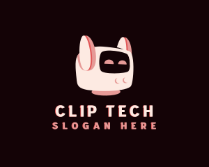 Cute Cat Tech Robot  logo design