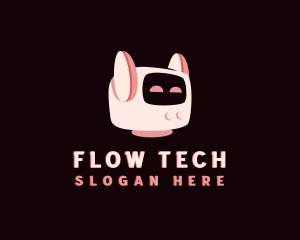 Cute Cat Tech Robot  logo design