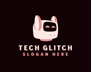 Cute Cat Tech Robot  logo design