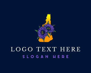 Map - New Hampshire Purple Aster Flower logo design