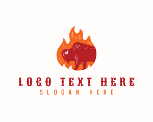 Barbecue - Bison Flame Grill logo design