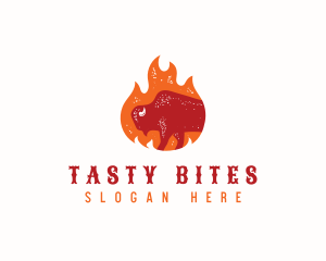 Beef - Bison Flame Grill logo design
