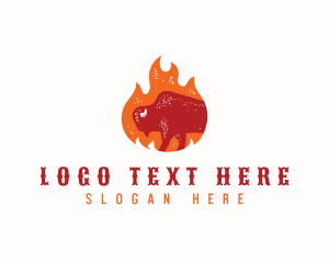 Beef - Bison Flame Grill logo design