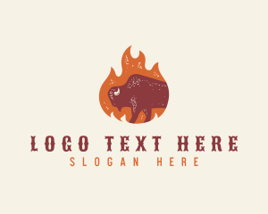 Rustic - Bison Flame Grill logo design