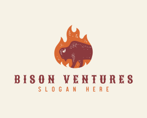 Bison Flame Grill logo design