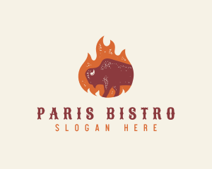 Bison Flame Grill logo design