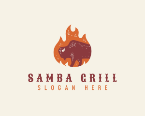 Bison Flame Grill logo design